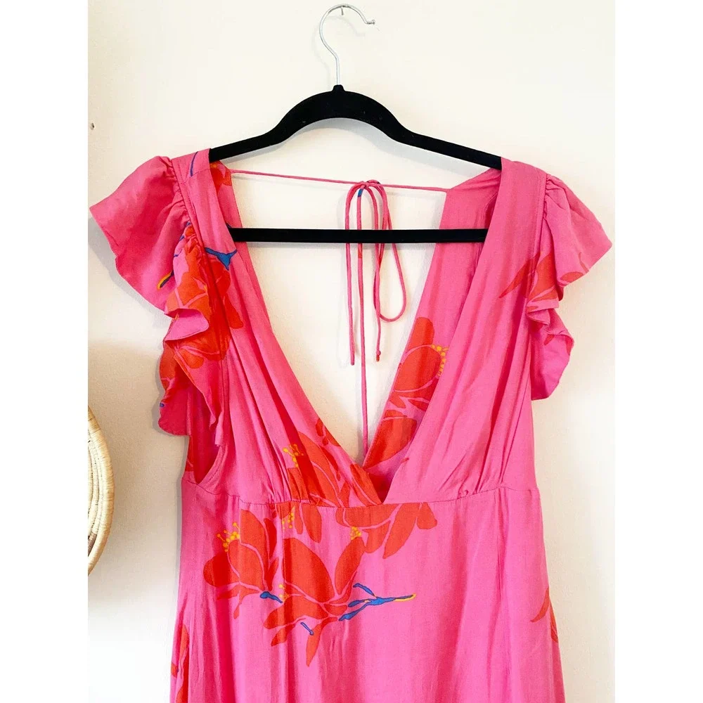 Free People Pink Floral Ruffle Maxi Dress - Picture 4 of 5